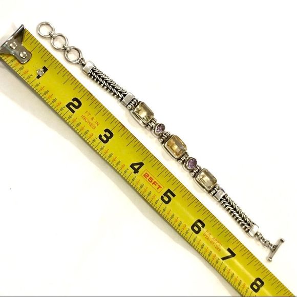 Bali Sterling Amethyst, Citrine, Quartz Bracelet - Picture 12 of 16